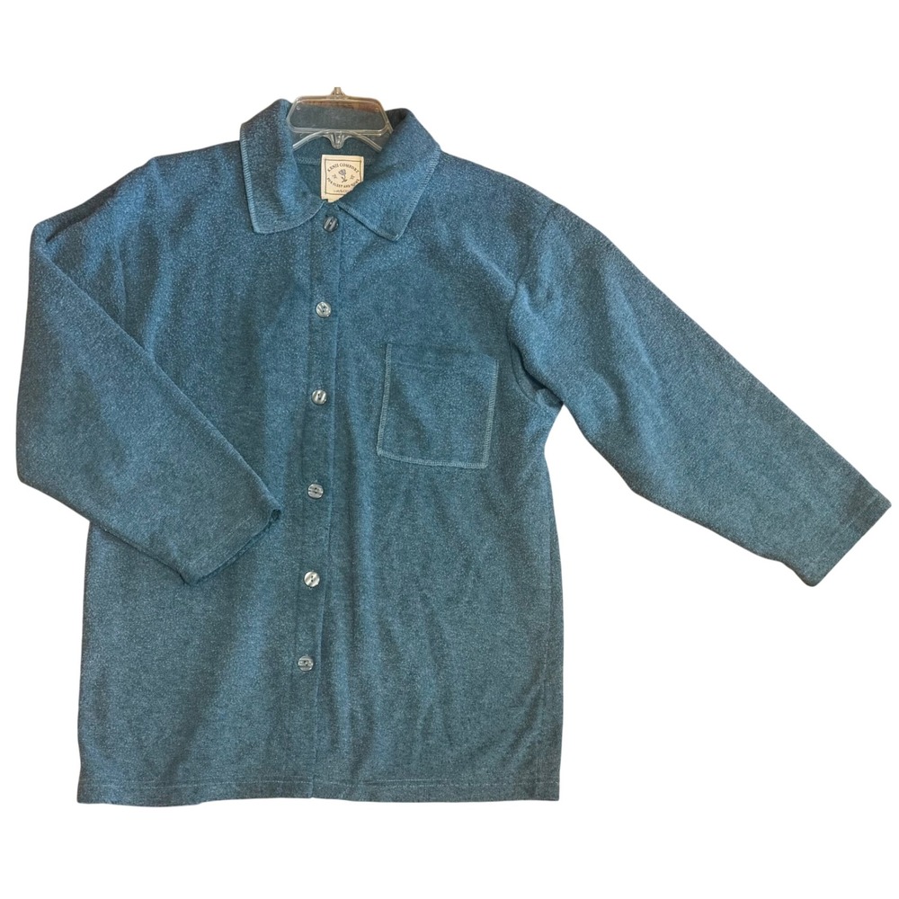 VTG Kenji Comfort Women's Fleece Teal Button Down Sleep Jacket Size M